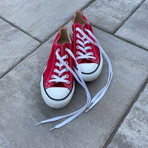 Converse Red. Womens size 7. Mens size 5. Like new.